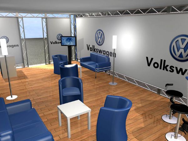 Modello 3D e render visual allestimento stand Volkswagen - Peraria Fly Service (2009) #1